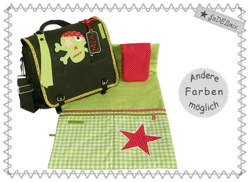 Set diaper bag and changing mat green-red image 1