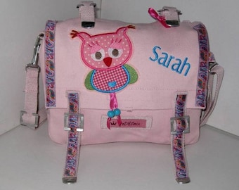 Owl (pink-turquoise)-Kindergarten bag (pink)