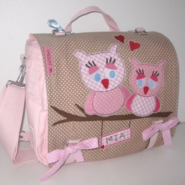 Eulen Tasche beige/rosa (Wickeltasche/Uni Tasche)