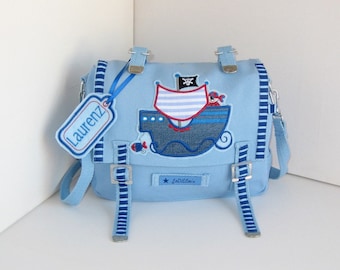 Piratenschiff Tasche hellblau