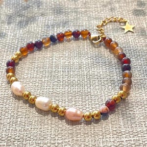 Glass bead bracelets and water pearls bracelet for women gift idea cultured pearls