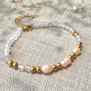 Glass bead bracelets and water pearls bracelet for women gift idea cultured pearls