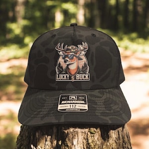 Lucky Buck Hat – Deer Hunting Hat for Men | Trucker Hat with Deer Patch | Outdoor Hunting Cap | Fathers day Gift ! Richardson Hat