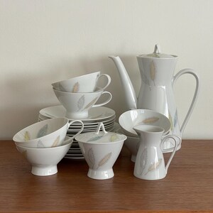Rosenthal Form 2000 Coffee Set for 6 | Vintage German Porcelain Tea Set | Mid Century Modern Tableware | Leaf Pattern Bunte Blätter Germany