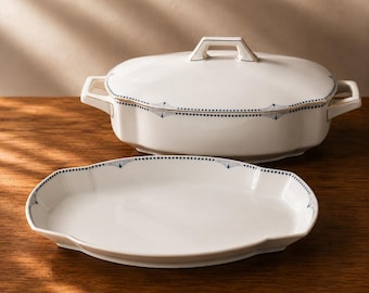 Jugendstil Terrine mit Anbietplatte | Heinrich & Co Mirzi Bavaria | Antique German Porcelain Serving Dish | Antike Suppenterrine | Art Deko