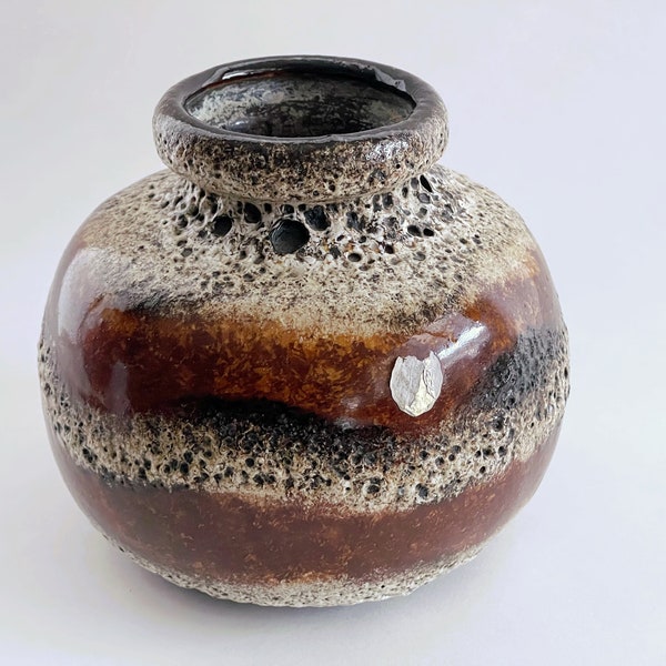 Midcentury Fat Lava Kugelvase Scheurich 484-15 West Germany