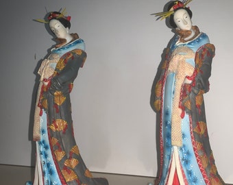 Parastone 3-D Mouseion Figurines (2) HOKUSAI Geisha Pair Original  Statues 9.5