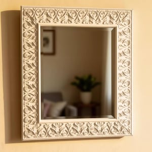 Shabby Chic White Bisque Mirror with Antique Swirled Frame - 32 x 20.5