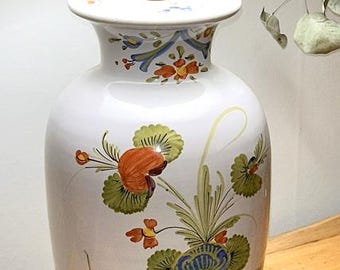 Vintage Frederick Cooper Ceramic Floral Ginger Vase Table Lamp Asian Chinoiserie