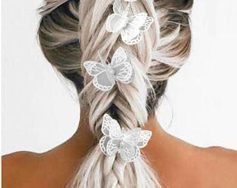 Schmetterling Haarnadel, Hochzeit Spitze Clip, Ivory Spitze Schmetterling, Blumen Mädchen Haarnadel, Braut Haarschmuck, Off White Schmetterling Kopf