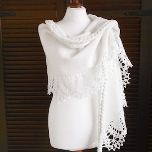 Chal de novia blanco, chal de novia, capa de novia, suéter de novia, bolero de boda, chal de encaje de crochet, capa, capa de novia, para dama de honor