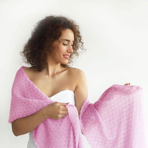 Pink knitted shawl, bridal wedding wrap pink, pink bridal cover up, wedding bolero, scarf, pink capelet, bridal cape, pink shoulder shawl
