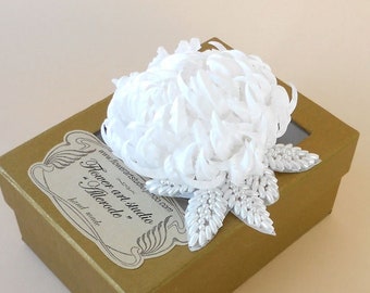 White Bridal Hair Flower-Bridal Hair Piece-White Chrysanthemum-Feminine Headpiece-Bridal Hair Accessories-White Flower Hair Clip