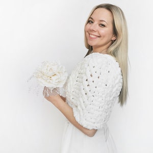 Ivory Knit Wedding Capelet, Warm Winter Bridal Bolero