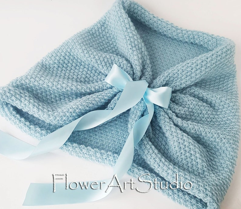 Aquamarine bridal shawl, powder blue bridal stole, wedding wrap, bolero, light blue knitted capelet, bridal cape, shrug, plus size too image 7