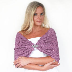 Envoltura de boda Lilac Bridal Cover Up Bridal Shawl Wedding Bolero Violet Shrug Crochet Shawl Lilac Capelet Bridal Cape Bridesmaid Shawl
