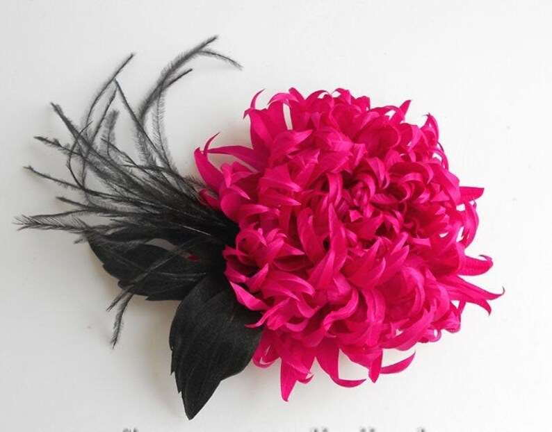 Pink fabric flower brooch Magenta silk flower Purple bridal Etsy