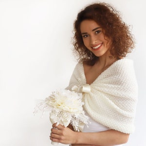 Capa de punto de marfil para novia, bolero de boda, capelet, chal, encubrimiento, estola, chal de hombro, chal de noche, para dama de honor, además de tamaño también
