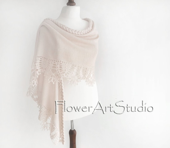 Ivory Shrug Bridal Shawl Wedding Wrap Bridal Cover Up Wedding Bolero Crochet Shawl Light Creme Capelet Bridal Cape Bridesmaid Shawl