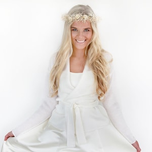 Ivory Knitted Wedding Bolero: Mohair Bridal Jacket with Belt