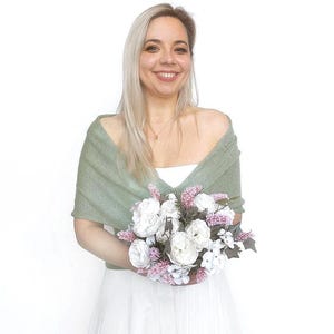 Sage green bridal cover up, sage green convertible wedding shrug, wedding jacket, shawl, knitted capelet, sage green wedding color