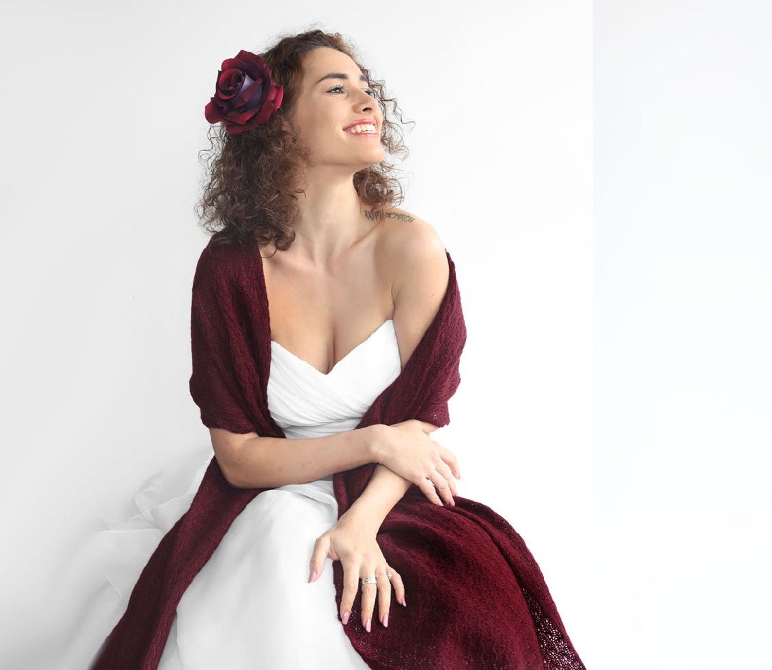 burgundy wrap shawl