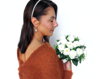 Burnt orange bridal sweater, convertible wedding shrug, wedding jacket, cover up, knitted capelet, scarf with arms rust, vegans friendly