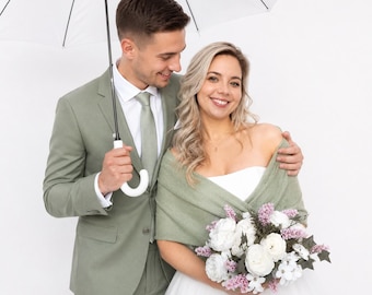Sage Green Knitted Wedding Shrug: Convertible Bridal Cover-Up, Wrap for Bridesmaids Greenery
