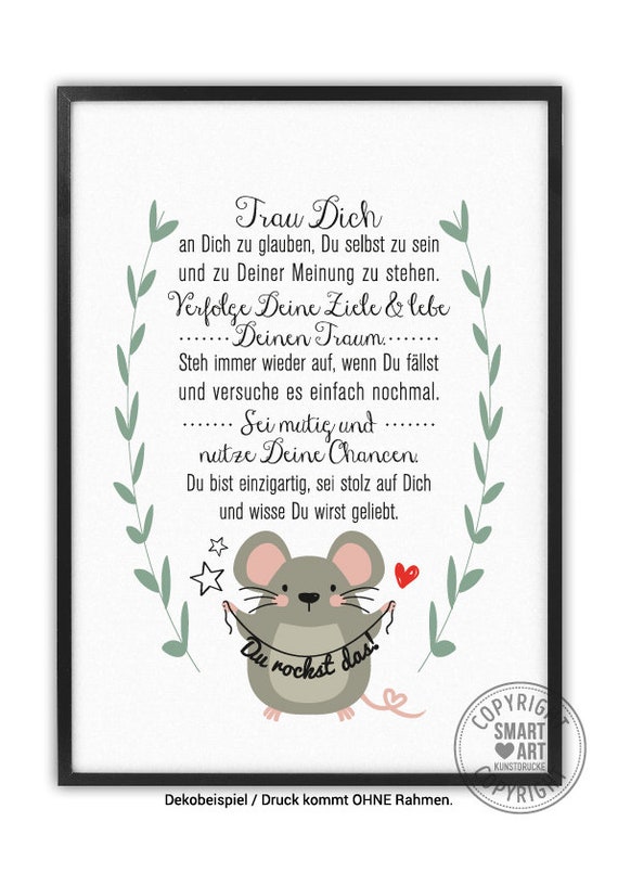 Du Rockst Smart Art Kunstdrucke Geschenk Poster Deko Bild Etsy