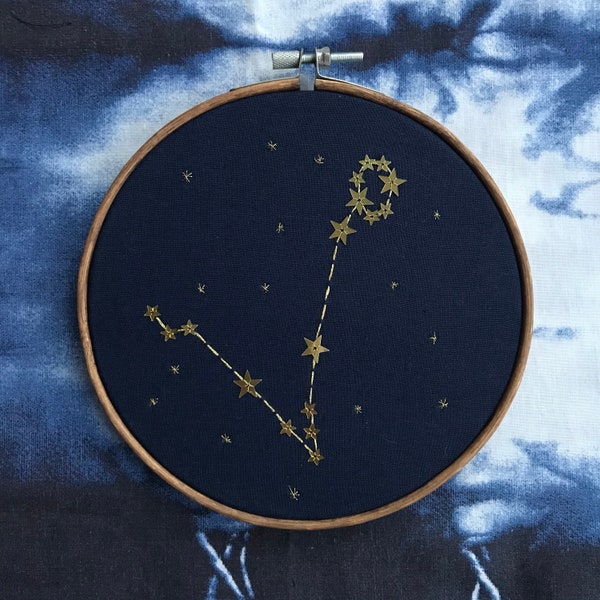 Handmade Embroidered Pisces Star Sign Constellation