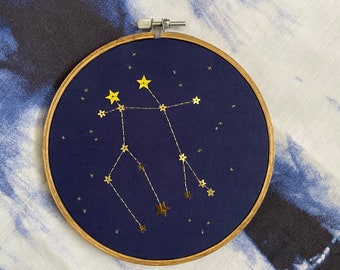 Handmade Embroidered Gemini Star Sign Constellation