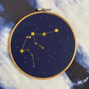 Handmade Embroidered Aquarius Star Sign Constellation