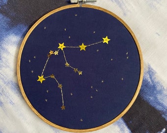 Handmade Embroidered Aquarius Star Sign Constellation