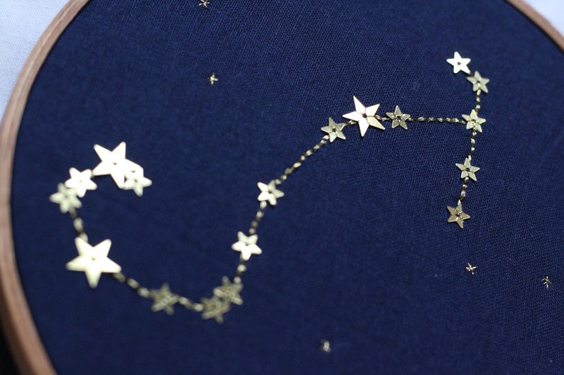 Handmade Embroidered Scorpio Star Sign Constellation image 2