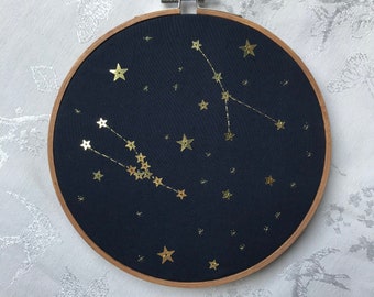 Handmade Personalised Embroidered Star Sign Constellations