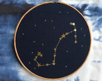 Handmade Embroidered Scorpio Star Sign Constellation