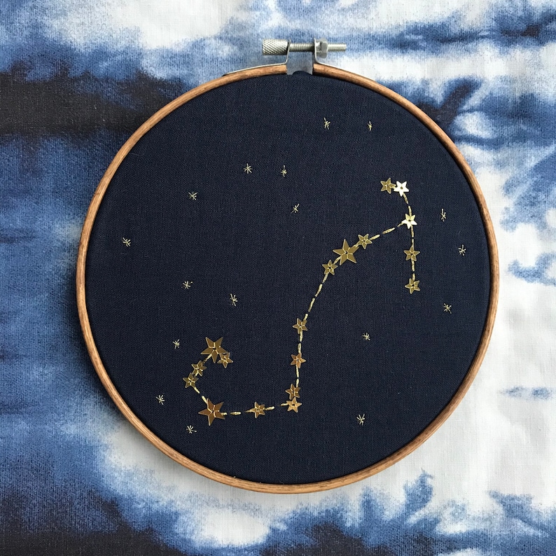 Handmade Embroidered Scorpio Star Sign Constellation image 1