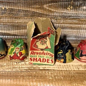 Lot of 6 Vintage 1936 Whirl-Glo Revolving Xmas Christmas Tree Light Shades