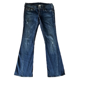 True Religion Y2K Bridget Jeans Womens 29 Low Rise Flare Denim Stitch USA Made image 1