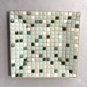 Vintage Mid Century 1960s Mosaic Tile Trinket Dish 7.75&quot; x 7.75&quot;
