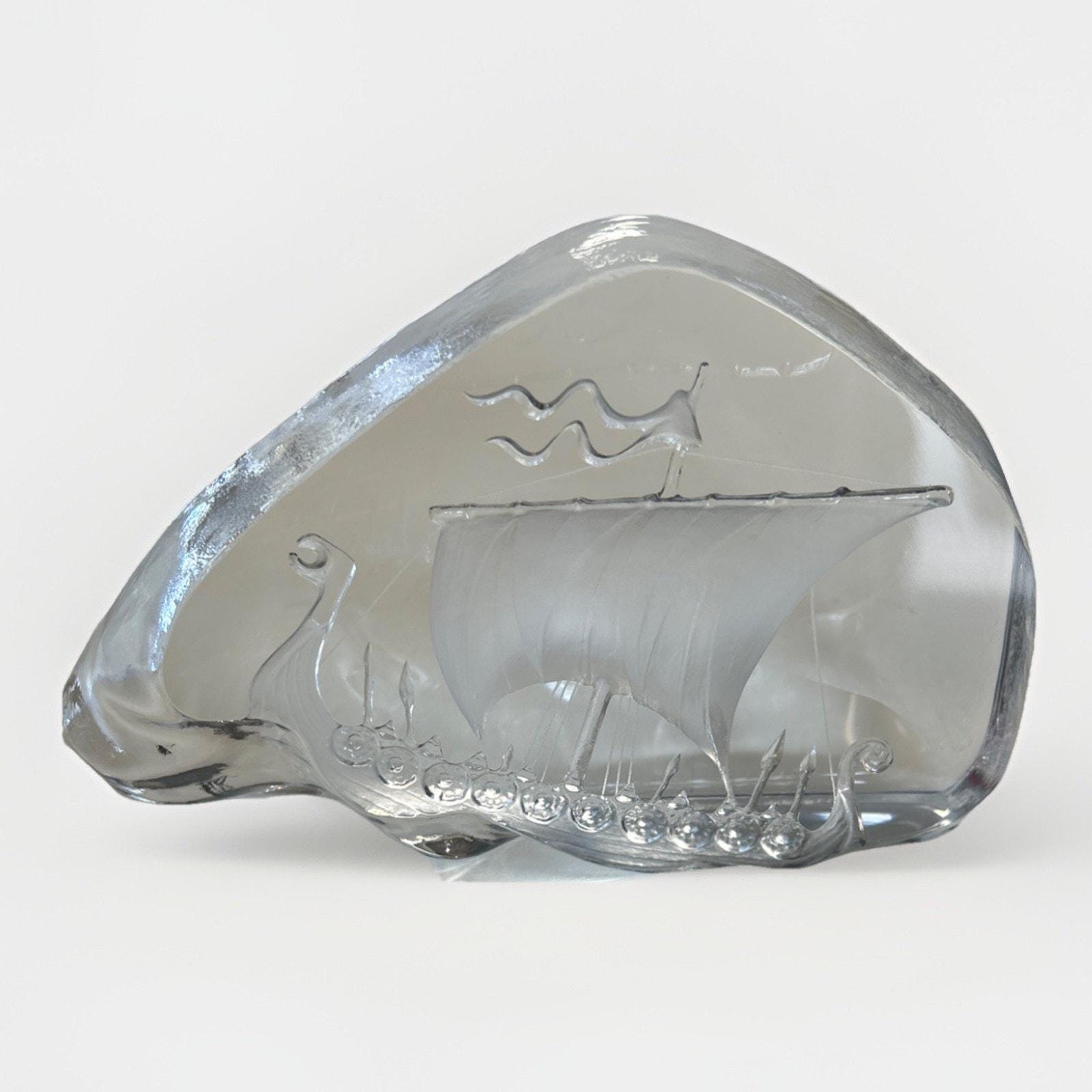 Mats Jonasson Glass Viking Ship - Etsy
