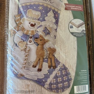 Nieuw Bucilla Snowman&#39;s Winter Wonderland vilten kousenset 18&quot; #89245E