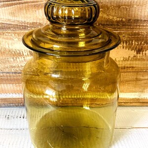 Vintage Mid Century Takahashi Blown Glass Apothecary Jar Daisy Lid 11” Tall