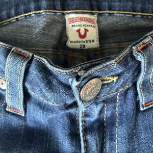 True Religion Y2K Bridget Jeans Womens 29 Low Rise Flare Denim Stitch USA Made image 4