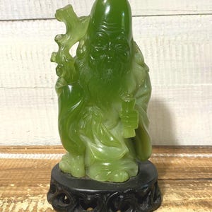 Figura del dios de la longevidad Shou, estatua de jade sintético, estilo antiguo chino, del sabio anciano Shouxing.