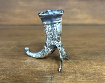 Salt Cellar Sterling Silver 925 Cornucopia Viking Vintage Norway Open Salt Marked “REO” 2”