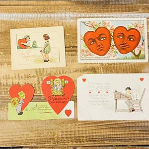 Lot of 7 Antique Early 1900&#39;s Vintage Used Valentine&#39;s Day Cards Postcards