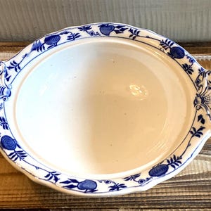 Antique LS&S Meissen Blue White Onion Pedestal Vegetable Bowl Handles Marked