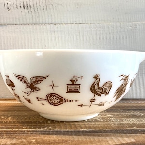 Ciotola per mescolare in vetro Pyrex vintage 443 marrone, stile Cenerentola americana, 2,5 quarti