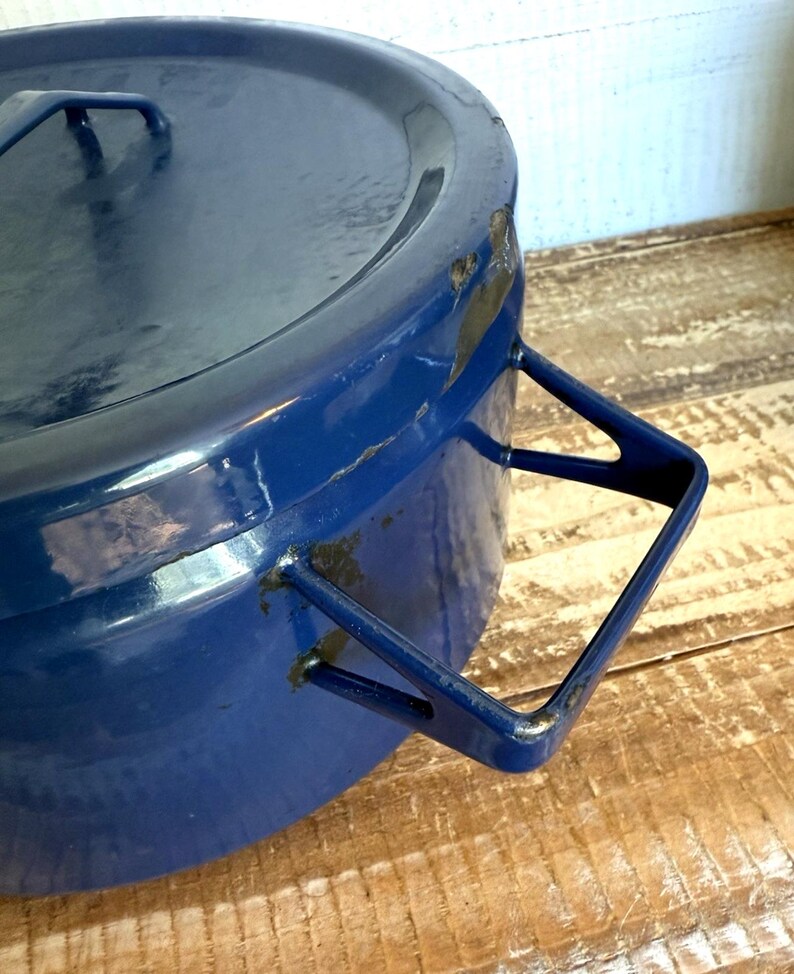 Finel Arabia Seppo Mallat Blue Enamel Pot Set With Lids Mid Century Modern image 5